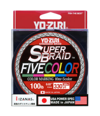 YO-ZURI SUPERBRAID FIVE COLOR 330YDS 20Lbs 20LB