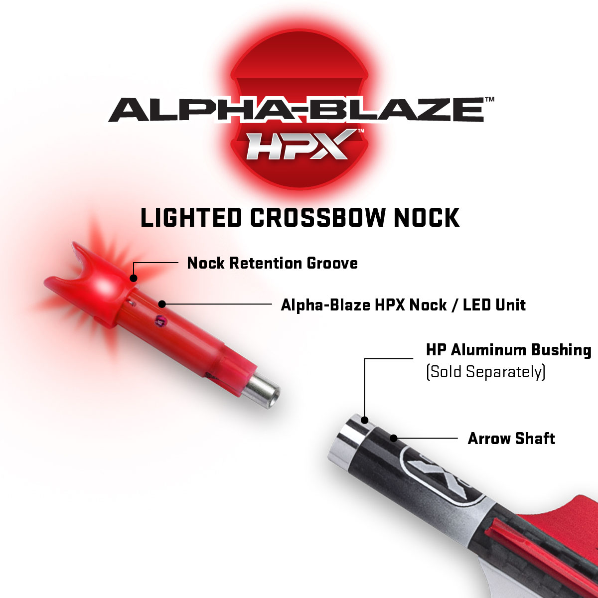 TENPOINT Alpha-Blaze HPX Lighted Nock for HP Bushing Red